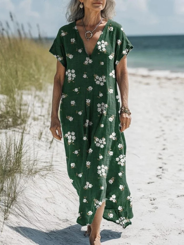 Petite Spring Floral Pattern Printed Women's Pocket Dress